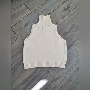 vintage Tarazzia Design Studio 100% cotton cream knit sleeveless sweater size M